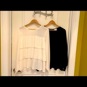 Two J.Jill Blouses.  One Cream.  One Black.  Size XL